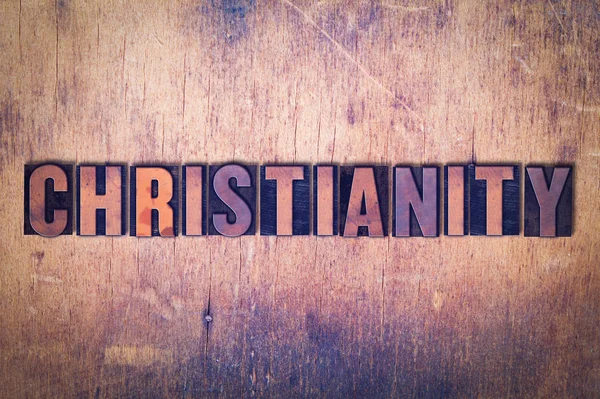 Tema Cristianismo Letterpress Word on Wood Background —  Fotos de Stock