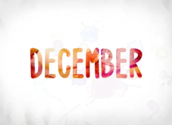 December Concept geschilderd aquarel WordArt — Stockfoto