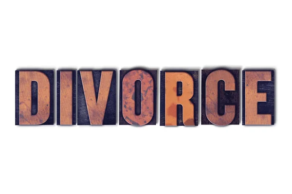 Διαζύγιο έννοια απομονωμένη Letterpress λέξη — Φωτογραφία Αρχείου