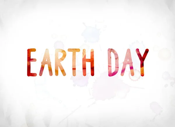 Earth Day Concept Painted Watercolor Word Art