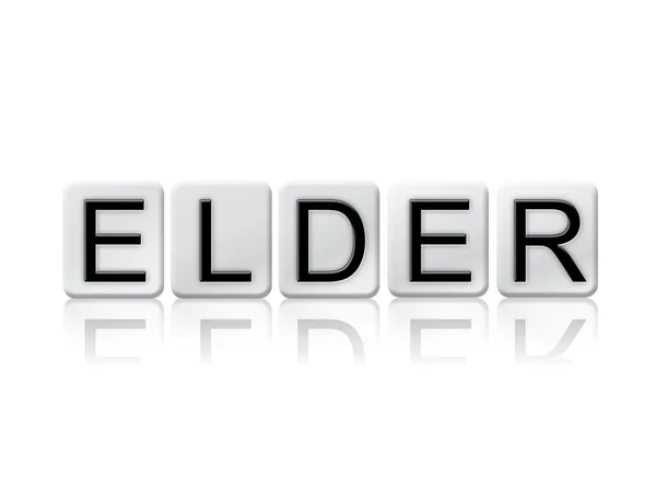 Ouderling Concept betegelde Word geïsoleerd op wit — Stockfoto