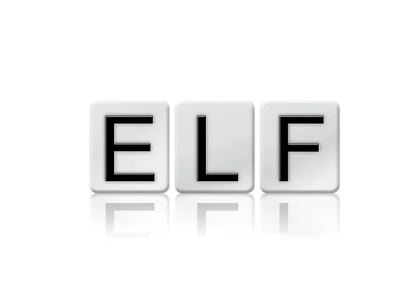 Elf Concept betegelde Word geïsoleerd op wit — Stockfoto