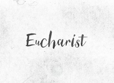 Mürekkep Word ve Tema boyalı Eucharist kavramı
