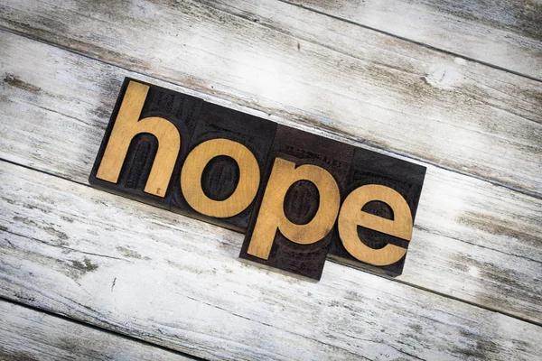 Hope Letterpress Word on Wooden Background — Stock Photo, Image