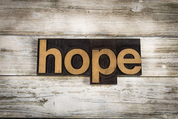 Hope Letterpress Word on Wooden Background — Stock Photo, Image