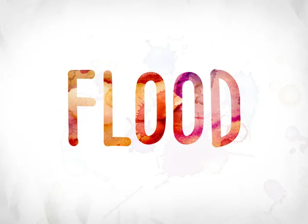 Inundación concepto pintado acuarela palabra arte — Foto de Stock