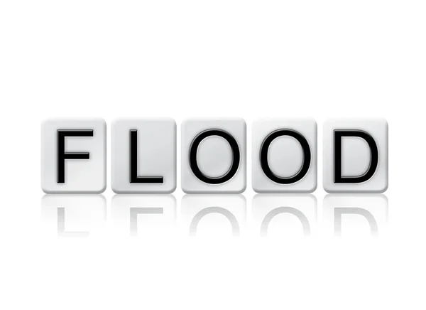 タイル張りの単語は、白で隔離洪水コンセプト — ストック写真