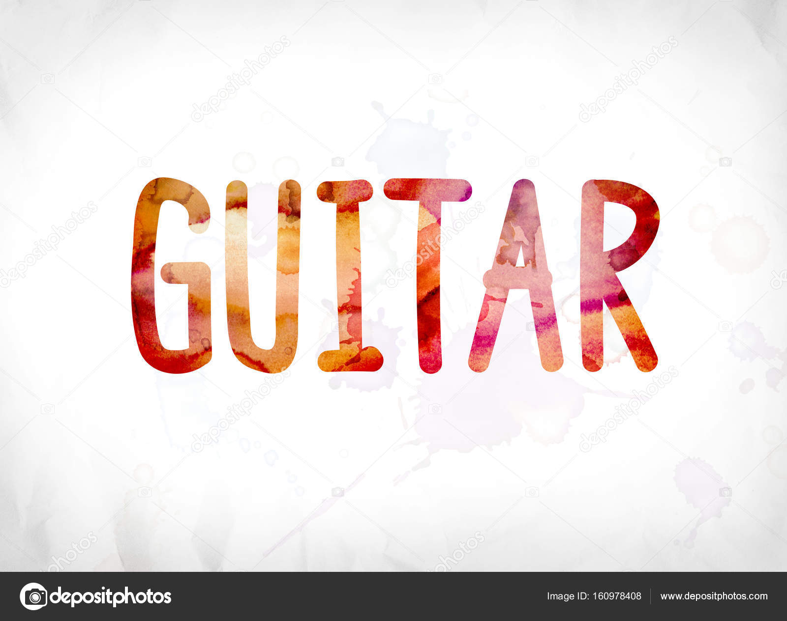 Guitar watercolor painting Guitar Concept Painted Watercolor Word Art — Stock Photo