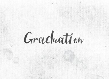 Mezuniyet kavramı mürekkep Word ve Tema boyalı