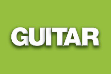 Gitar Tema Word Art renkli arka plan üzerinde