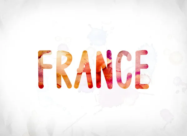 Концепція Франції пофарбовані аквареллю слово мистецтва — стокове фото