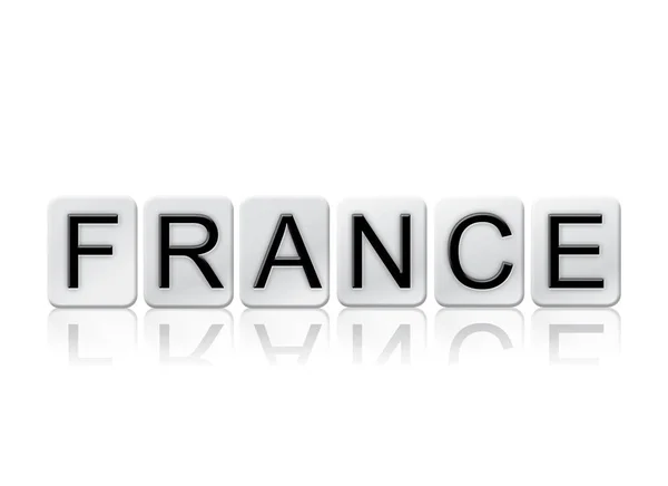 França Concept Tiled Word Isolado em Branco — Fotografia de Stock