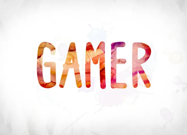 Gamer koncepció festett akvarell Word Art — Stock Fotó