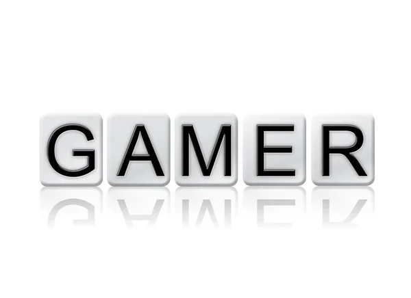 "Gamer Concept Flied Word" isolert på hvit – stockfoto