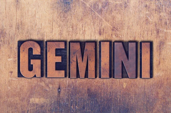 Tema Gemini Letterpress Word on Wood Background —  Fotos de Stock