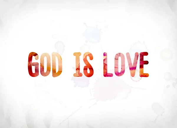 Bůh je láska koncepce malované akvarel slovo umění — Stock fotografie