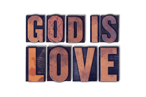 Gott ist Liebe Konzept isoliert Buchdruck Wort — Stockfoto