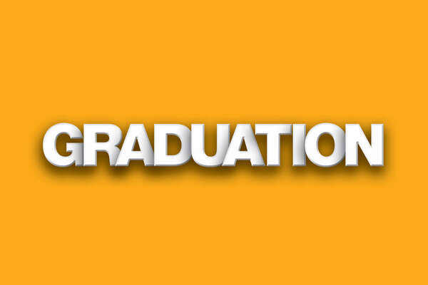 Graduation Theme Word Art on Colorful Background