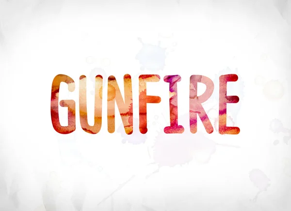 Gunfire conceito pintado aquarela palavra arte — Fotografia de Stock