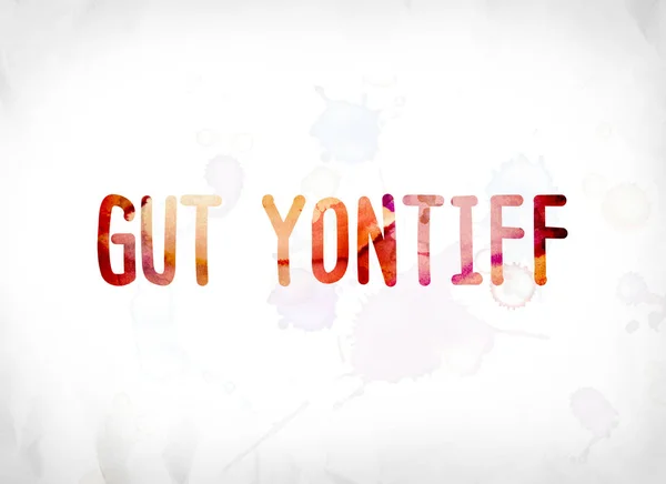 Gut Yontiff concetto dipinto ad acquerello Word Art — Foto Stock