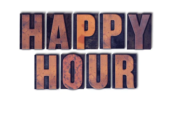 Happy Hour Concept Isolé Letterpress Word — Photo