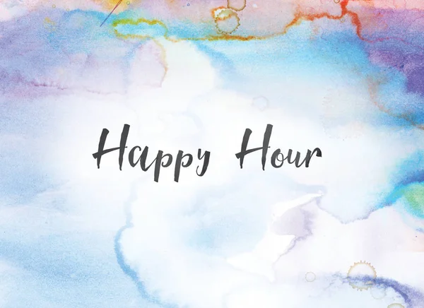 Happy Hour Concept Aquarela e pintura de tinta — Fotografia de Stock