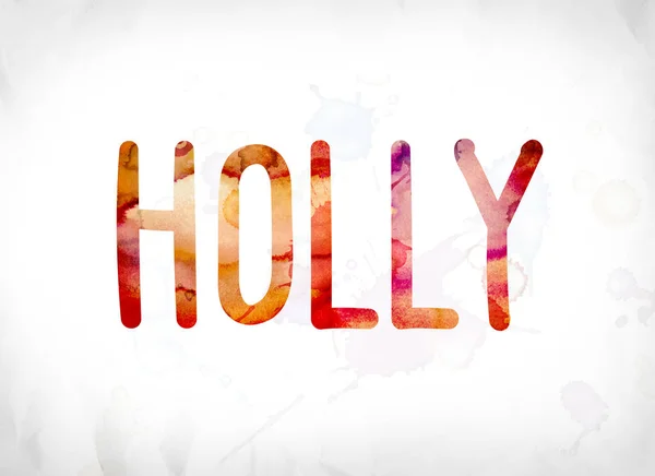 Holly koncepce malované akvarel slovo umění — Stock fotografie