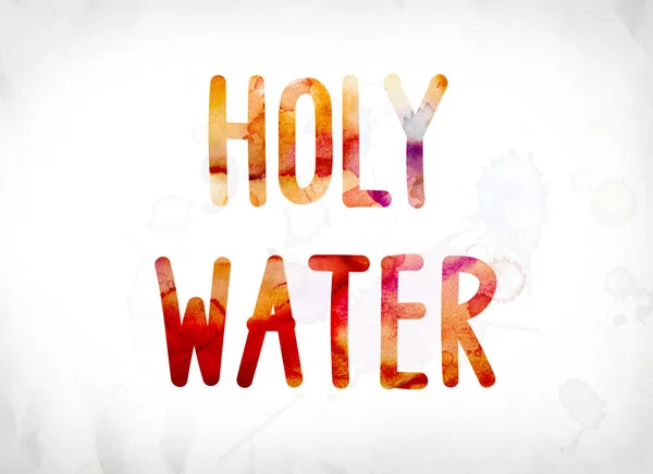 Concetto di acqua santa dipinta ad acquerello Word Art — Foto Stock