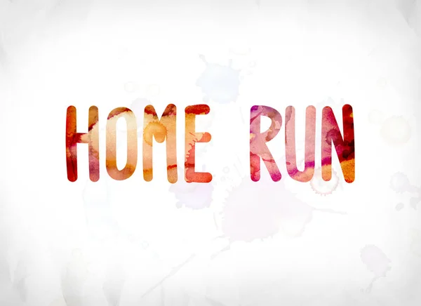 Acasă Run Concept Pictat acuarelă Word Art — Fotografie, imagine de stoc