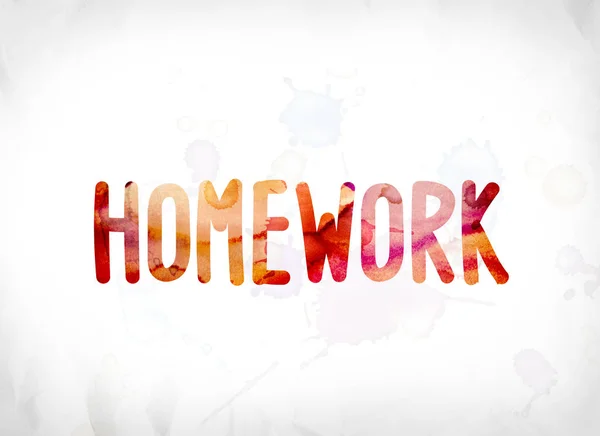 Sulu Boya Word Art boyalı ev ödevi kavramı — Stok fotoğraf