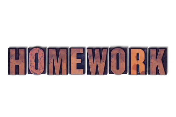 Conceito Homework Isolado Letterpress Palavra — Fotografia de Stock