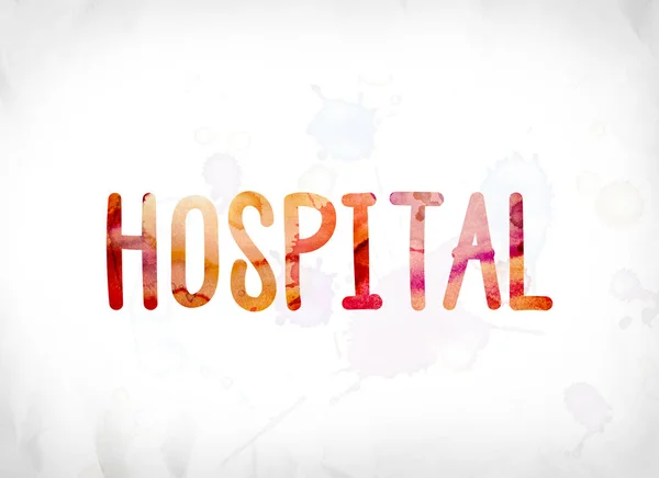 Nemocnice koncepce malované akvarel slovo umění — Stock fotografie