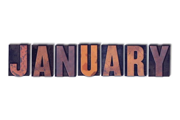 January Concept Isolated Letterpress Word — Stock Photo, Image