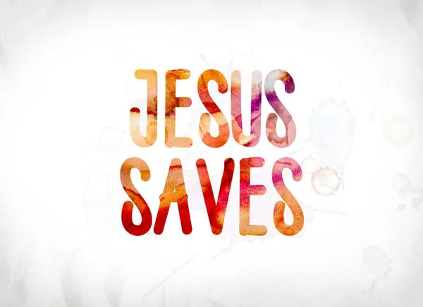 Jesus salva conceito pintado aquarela palavra arte — Fotografia de Stock