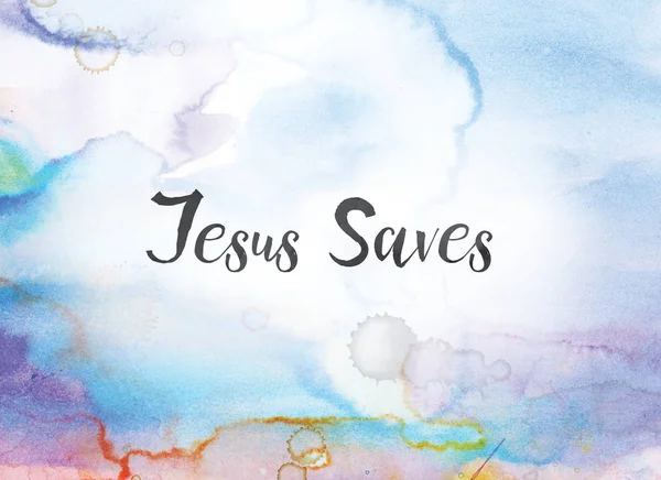 Jezus Saves Concept aquarel en inkt schilderij — Stockfoto