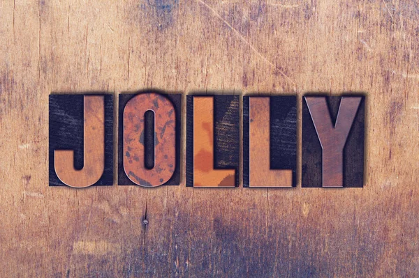 Tema Jolly Letterpress Word on Wood Background —  Fotos de Stock