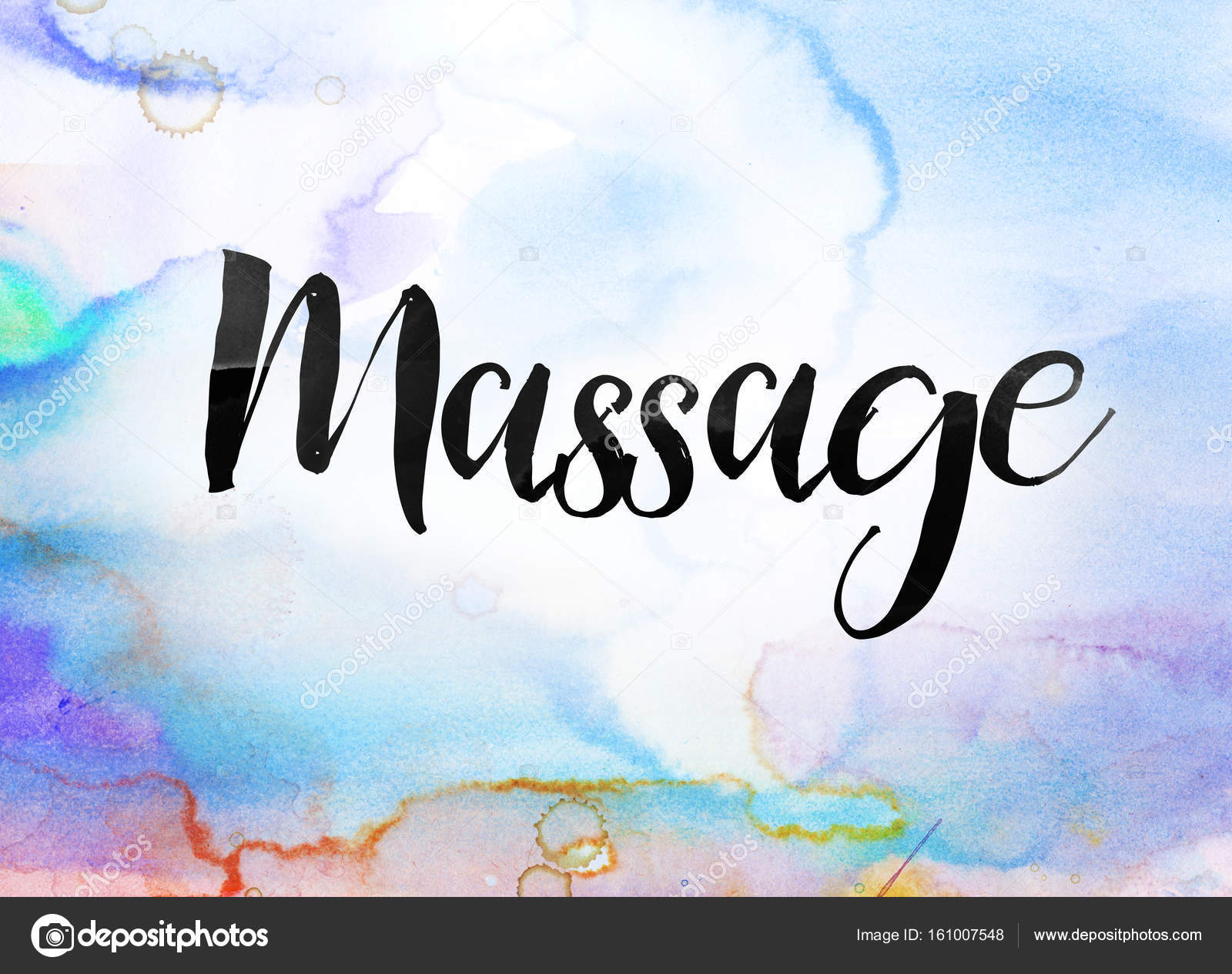 Massage Concept Watercolor and Ink Painting — Stock Photo