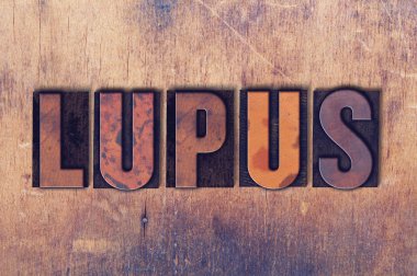 Lupus Tema Letterpress Word ahşap arka plan üzerinde