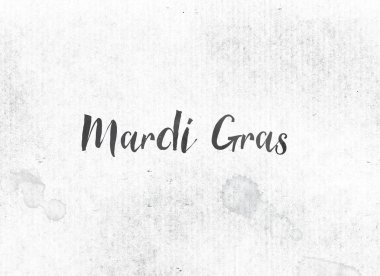 Mardi Gras kavramı mürekkep Word ve Tema boyalı