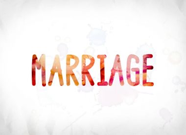 Sulu Boya Word Art boyalı evlilik kavramı