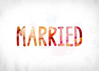 Evli kavramı suluboya Word Art boyalı