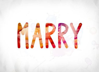 Sulu Boya Word Art boyalı kavramı evlenmek