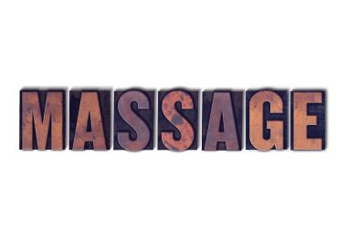Konsept masaj izole Letterpress Word