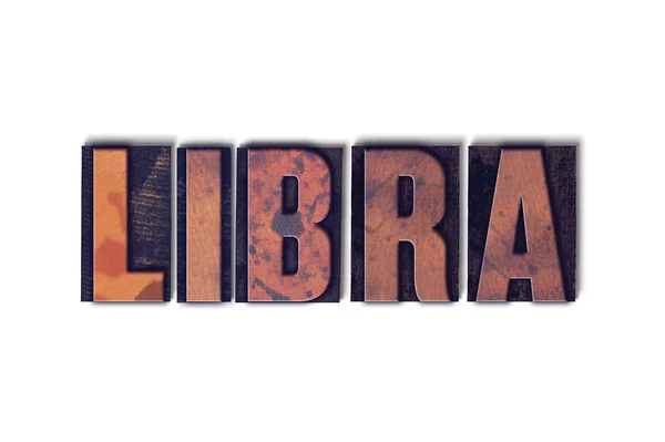 Libra-Konzept isoliert Buchdruck Wort — Stockfoto