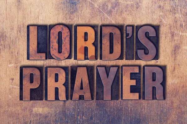 Lord's Prayer Theme Letterpress Word on Wood Background — Stock Photo, Image