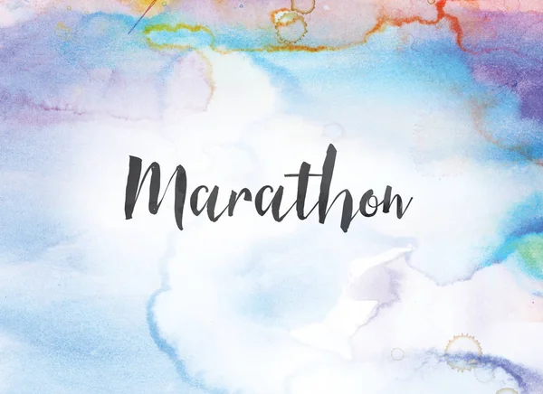 Marathon Concept aquarel en inkt schilderij — Stockfoto