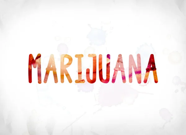 Marihuana Concepto Acuarela Pintada Word Art — Foto de Stock