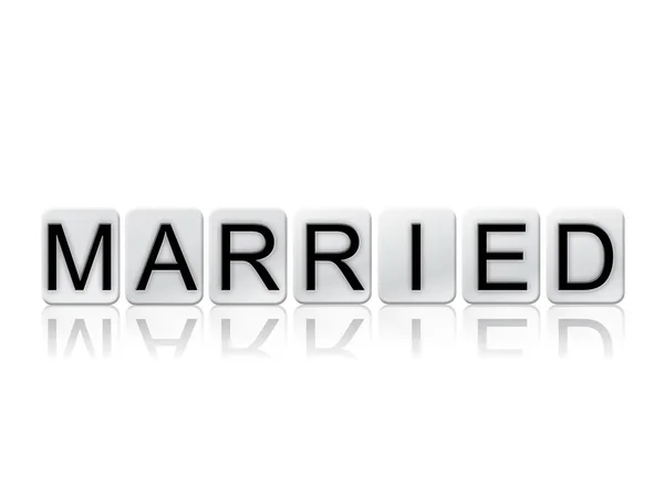 Verheiratete Begriff gekachelt Wort isoliert auf weiß — Stockfoto