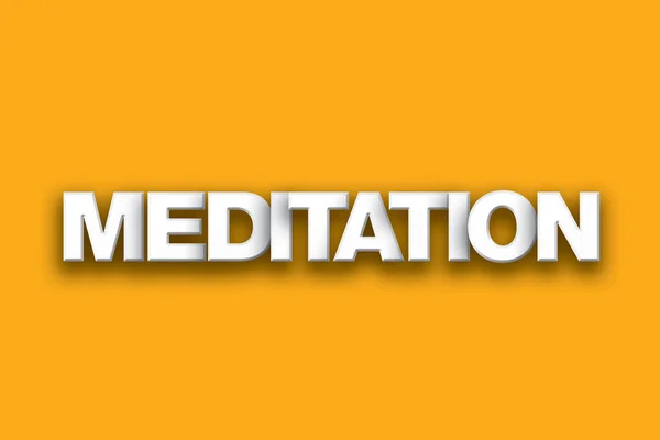 Meditation Thema Wort Kunst auf buntem Hintergrund — Stockfoto