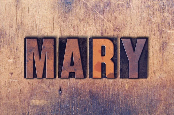 Mary Theme Letterpress Word on Wood Background — Stock Photo, Image